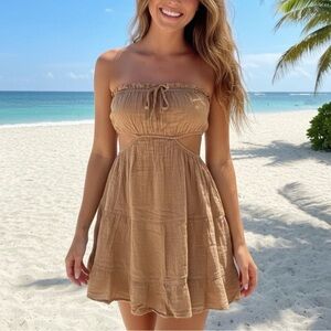 Blanco By Nature Strapless Dress with Mini Cut Out Sides